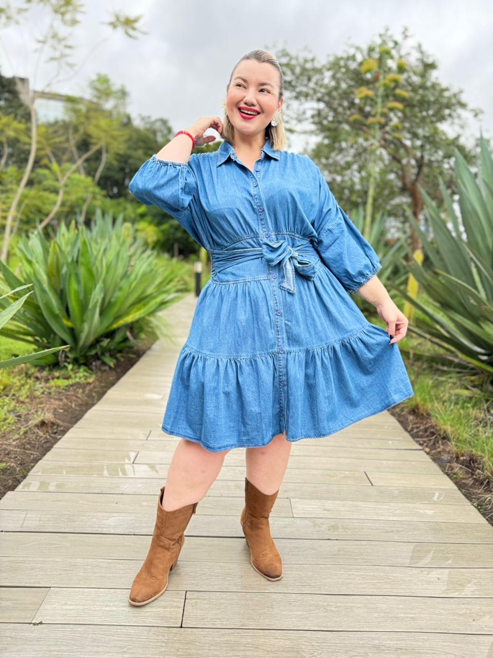 Vestido mini Denim Tie