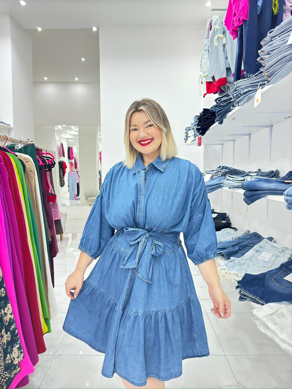 Vestido mini Denim Tie