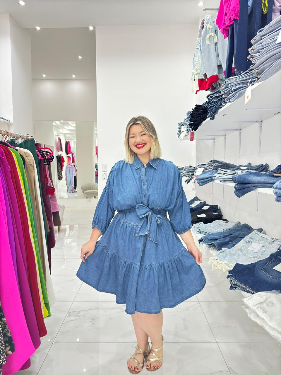 Vestido mini Denim Tie